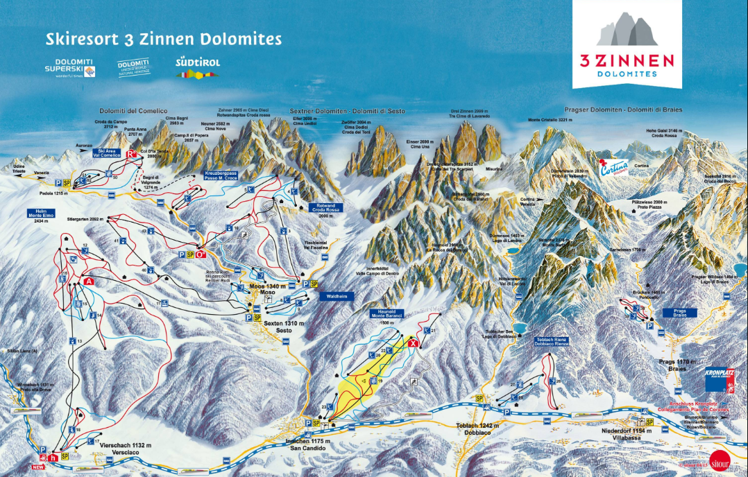 Mappa 3 Cime Dolomiti